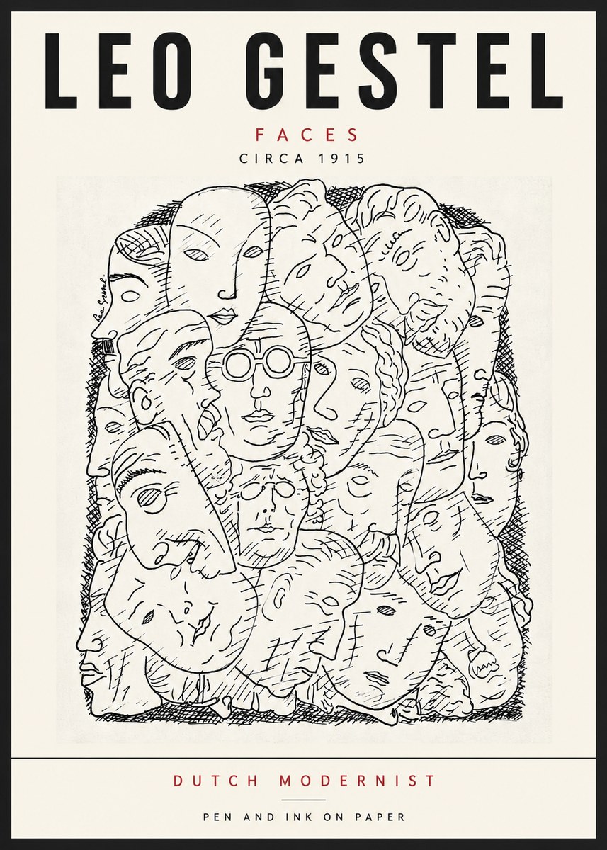 Leo Gestel Heads Ink Drawing No6 - Affiche