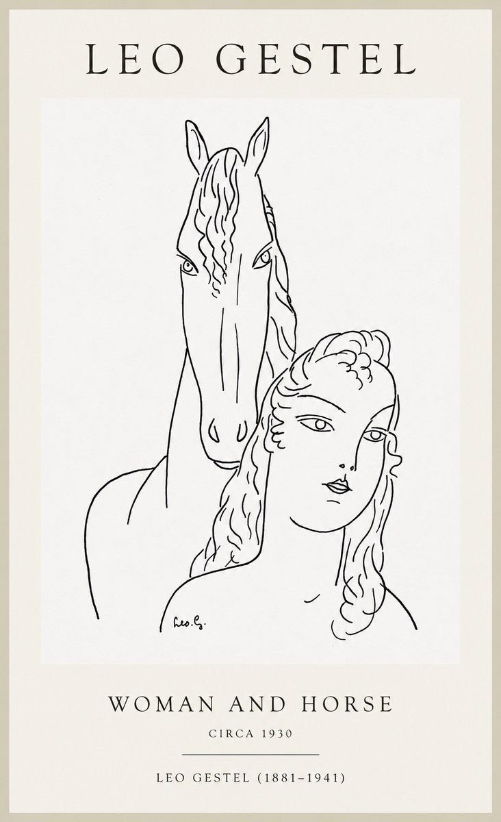 Leo Gestel Woman and Horse No1 - Affiche