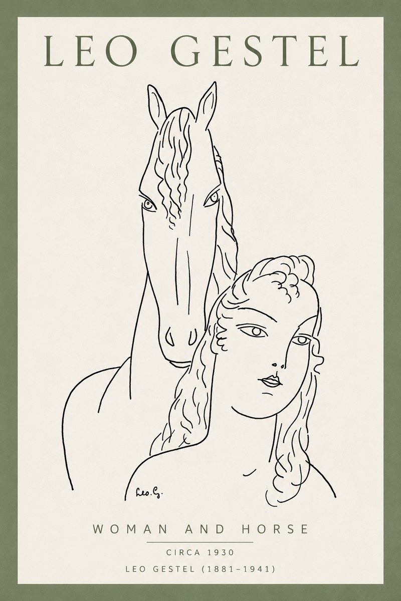 Leo Gestel Woman and Horse No4 - Affiche