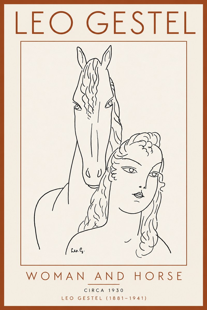 Leo Gestel Woman and Horse No5 - Affiche