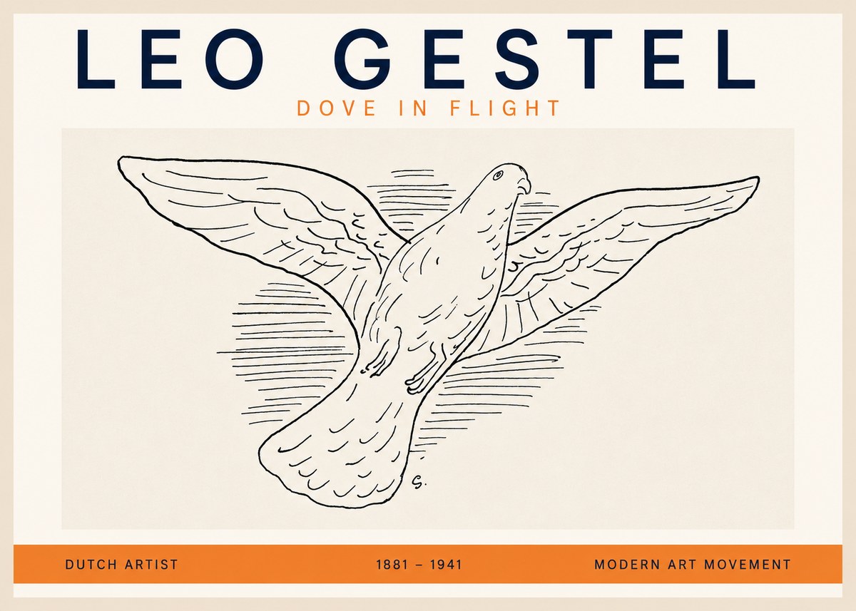 Leo Gestel Dove in Flight No2 - Affiche