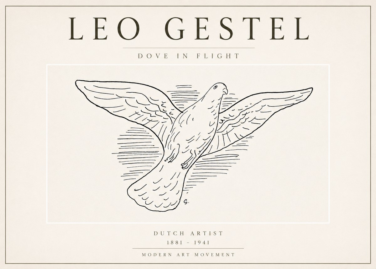 Leo Gestel Dove in Flight No3 - Affiche