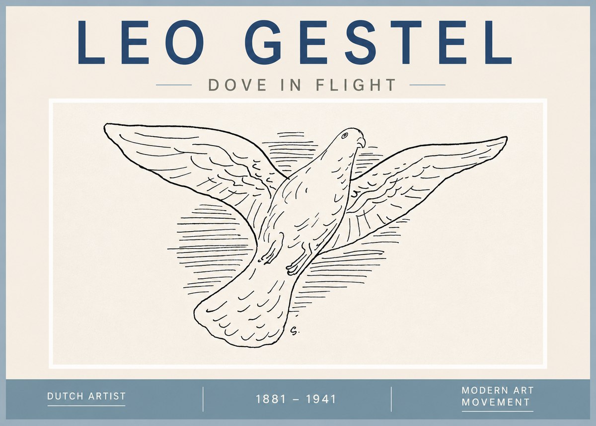 Leo Gestel Dove in Flight No4 - Affiche