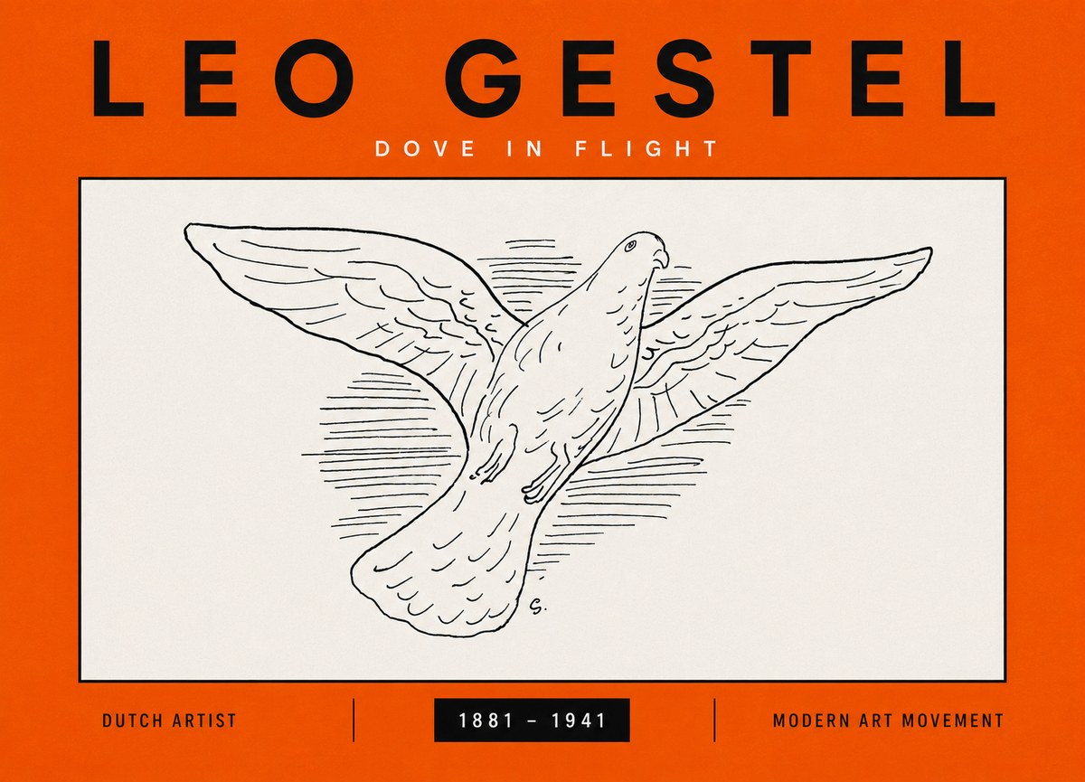 Leo Gestel Dove in Flight No5 - Affiche