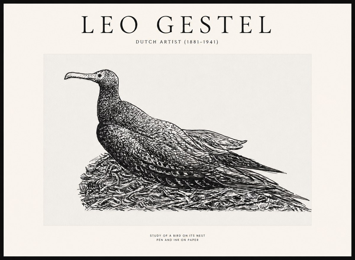 Leo Gestel Study of a Bird on Its Nest No1 - Affiche