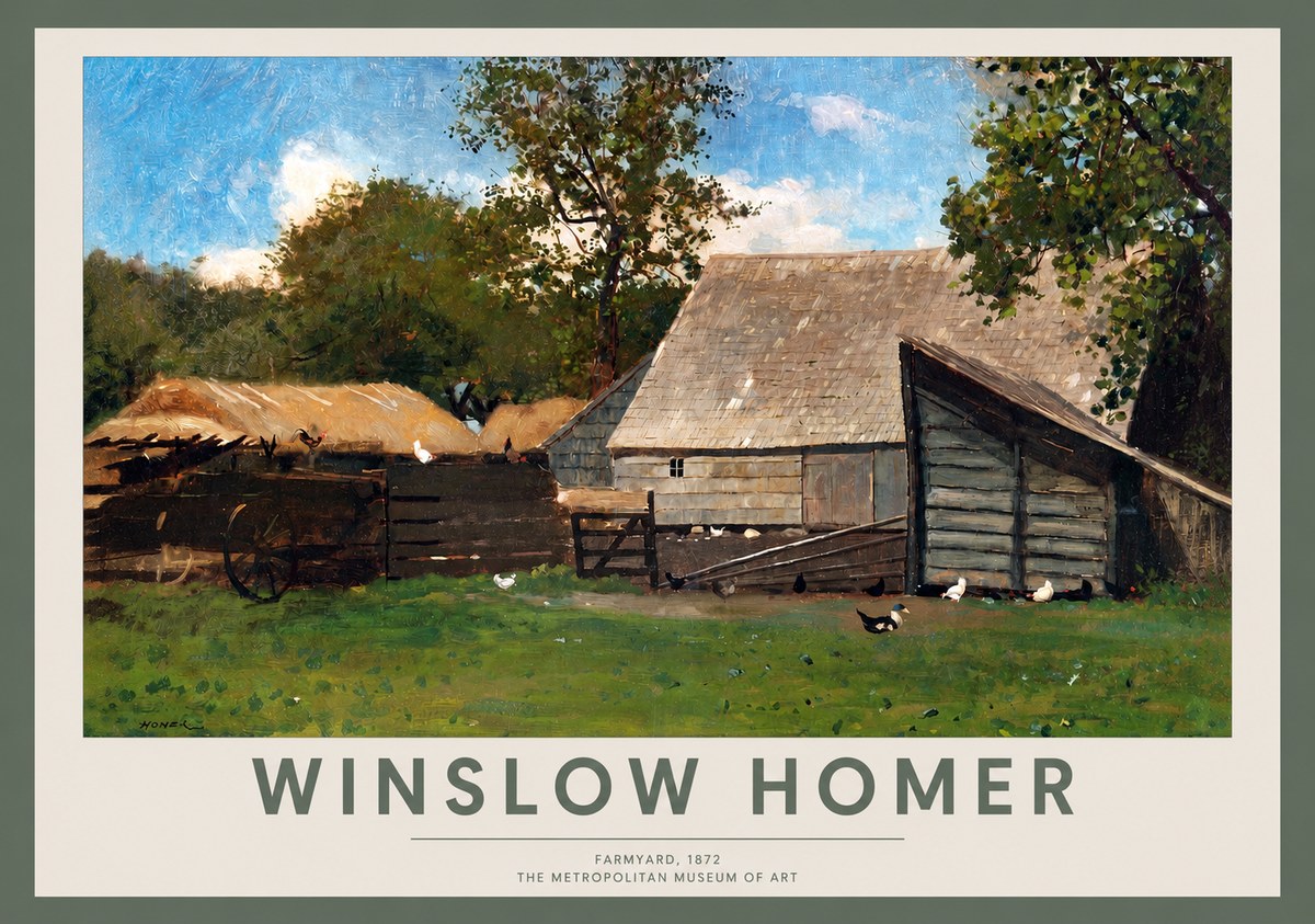 Winslow Homer Farmyard, 1872 No2 - Affiche