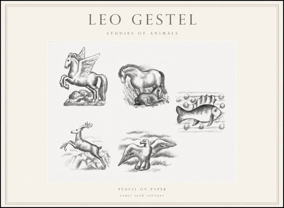 Leo Gestel Studies of Animals No1 - Affiche