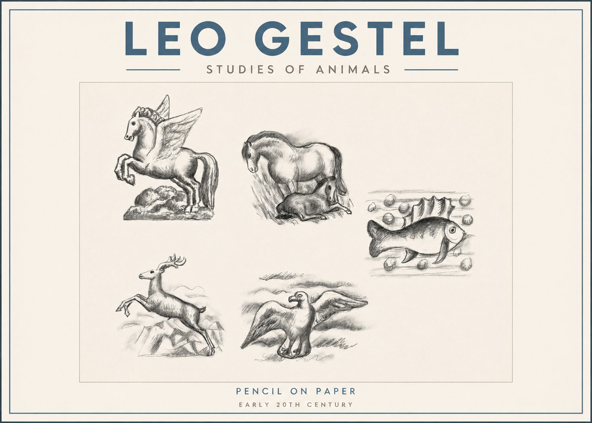 Leo Gestel Studies of Animals No2 - Affiche