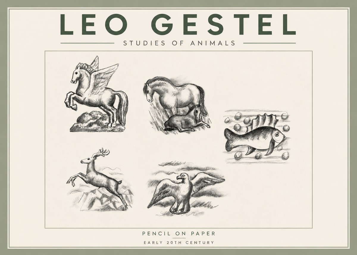 Leo Gestel Studies of Animals No3 - Affiche