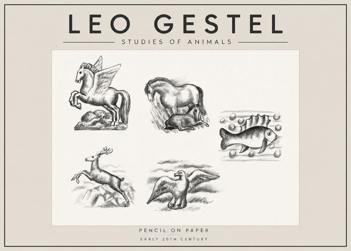 Leo Gestel Studies of Animals No4 - Affiche