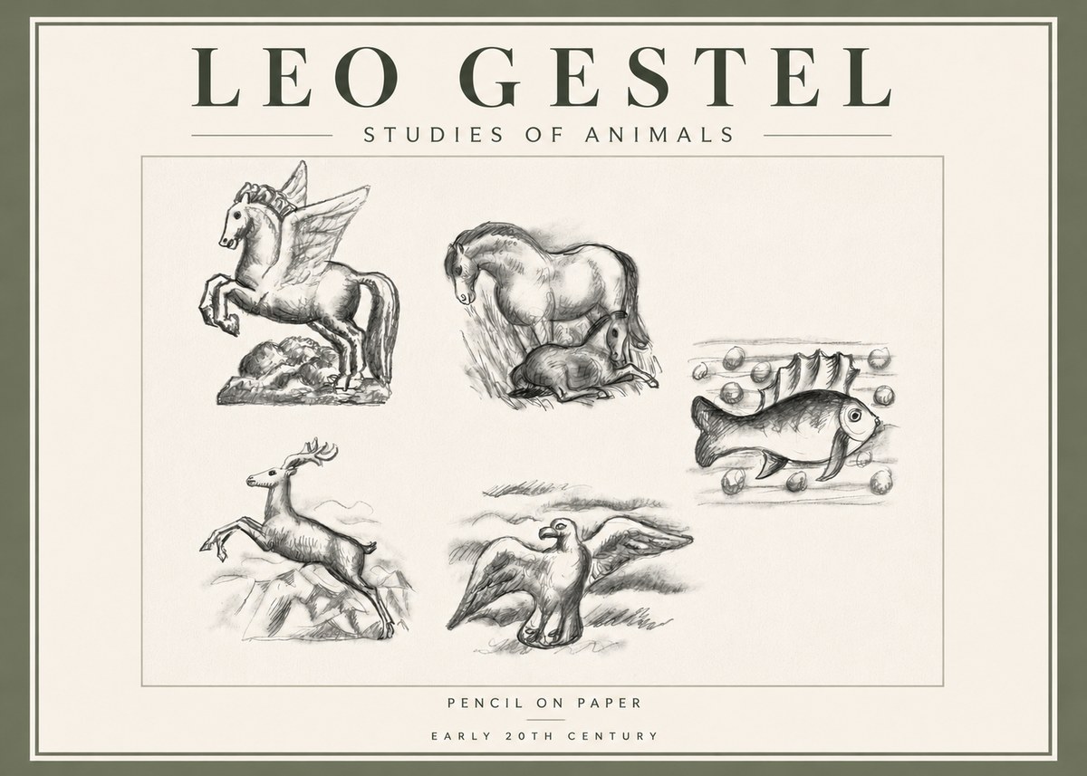 Leo Gestel Studies of Animals No5 - Affiche