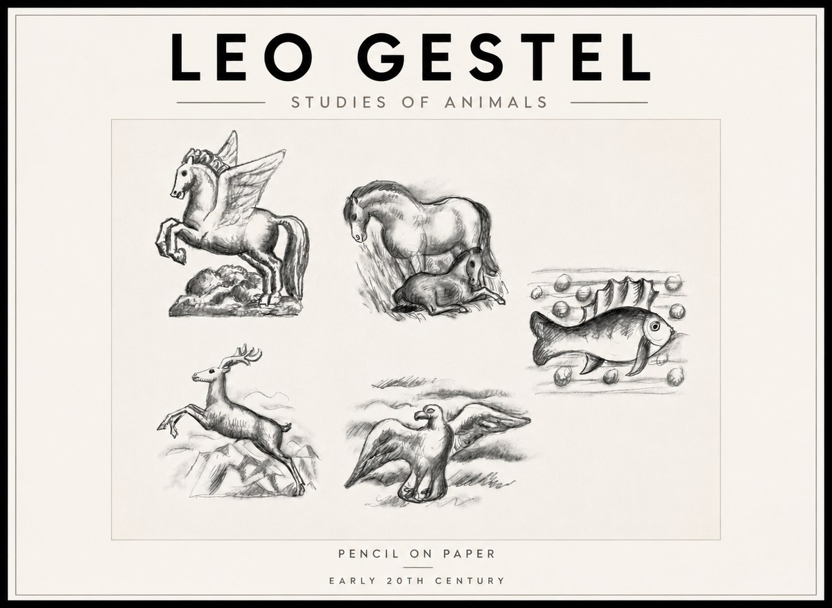 Leo Gestel Studies of Animals No6 - Affiche