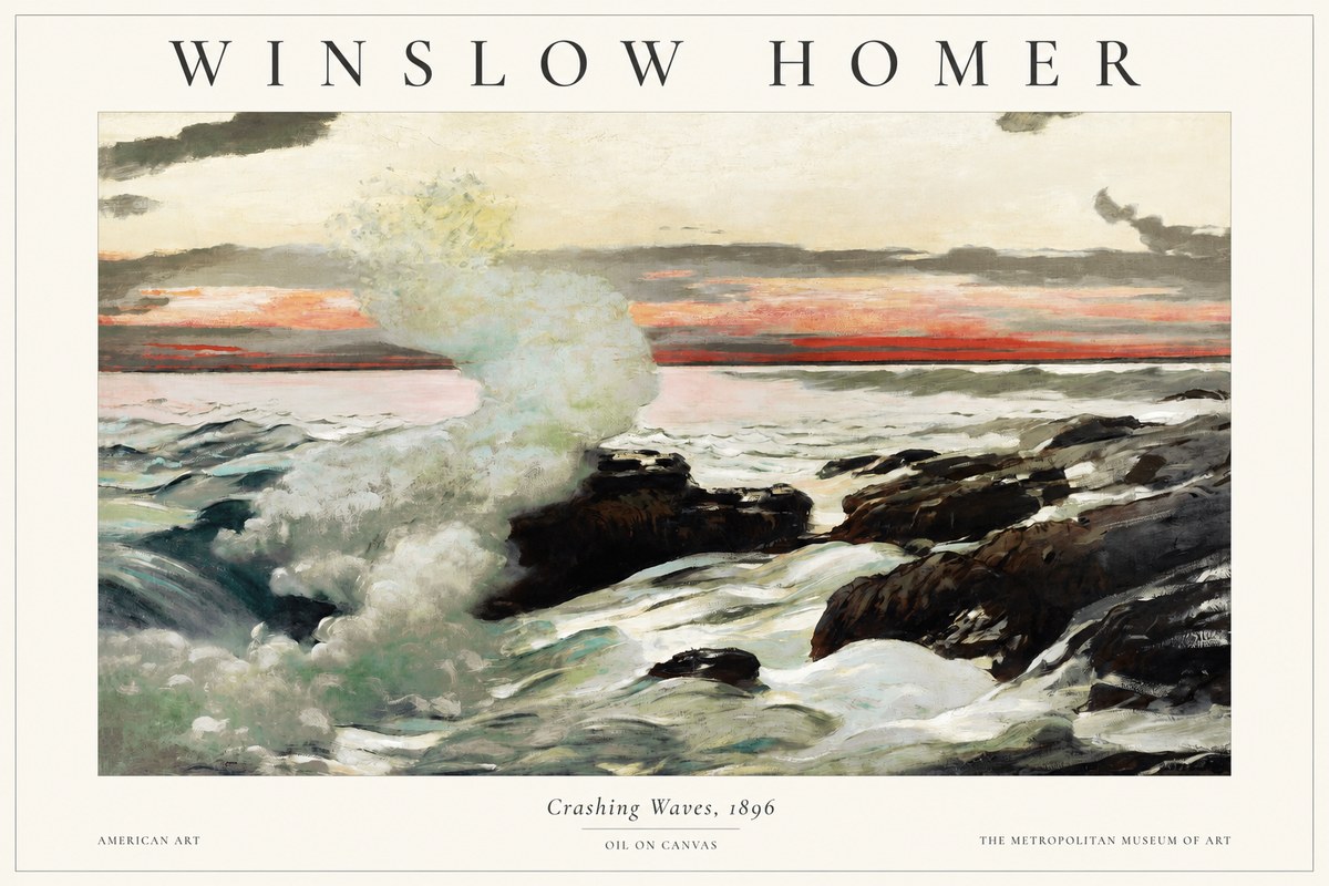Winslow Homer Crashing Waves, 1896 No1 - Affiche