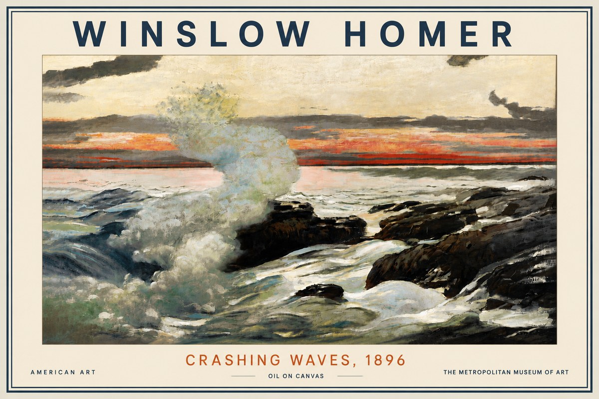 Winslow Homer Crashing Waves, 1896 No5 - Affiche