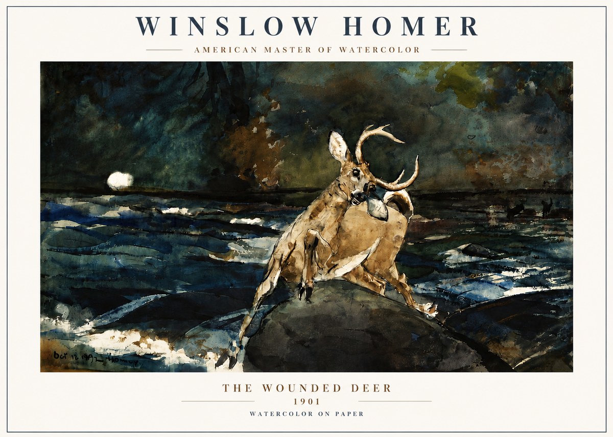 Winslow Homer The Wounded Deer No4 - Affiche