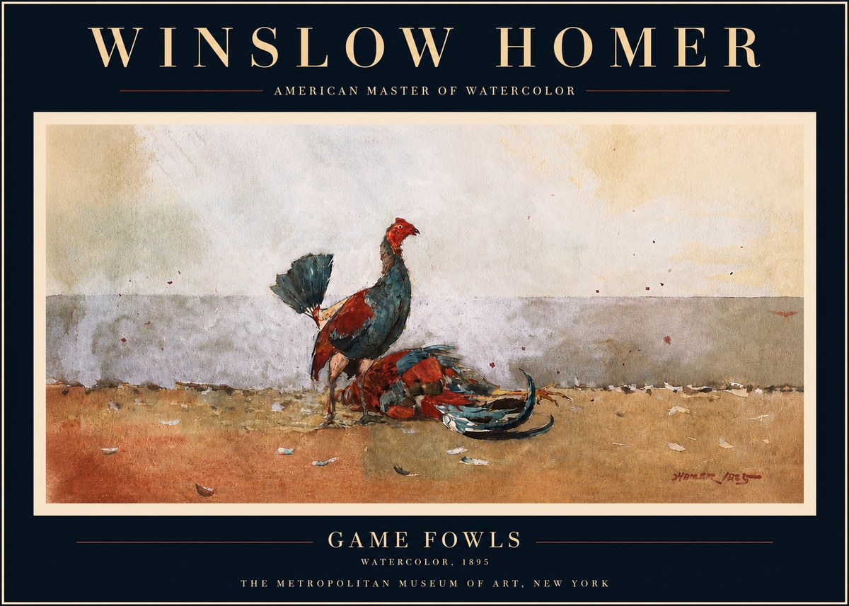 Winslow Homer Game Fowls No3 - Affiche