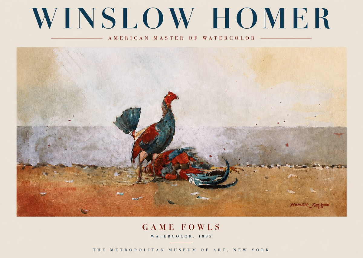 Winslow Homer Game Fowls No4 - Affiche