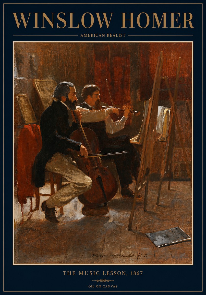 Winslow Homer The Music Lesson, 1867 No2 - Affiche