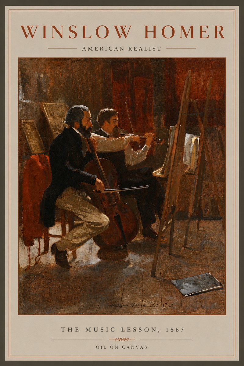 Winslow Homer The Music Lesson, 1867 No6 - Affiche