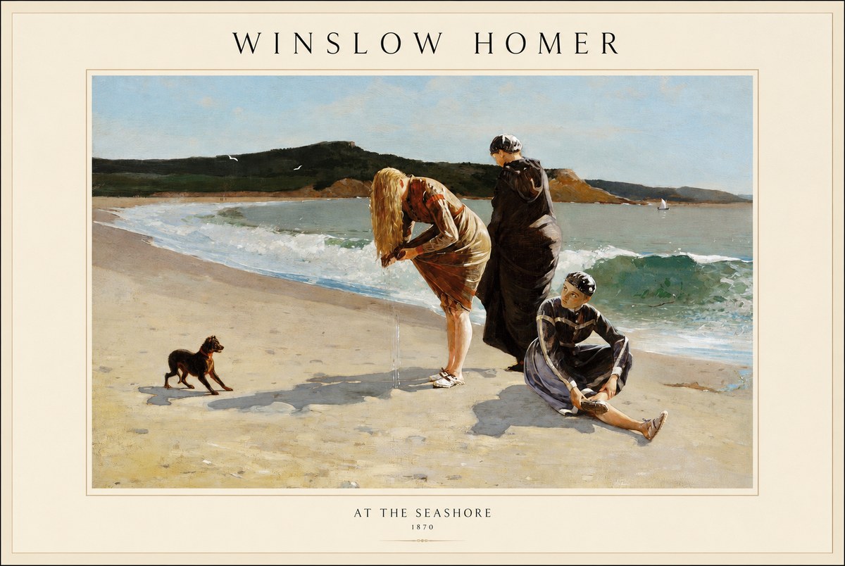 Winslow Homer At the Seashore No1 - Affiche