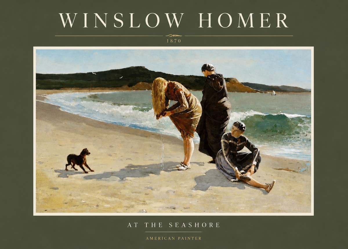 Winslow Homer At the Seashore No3 - Affiche