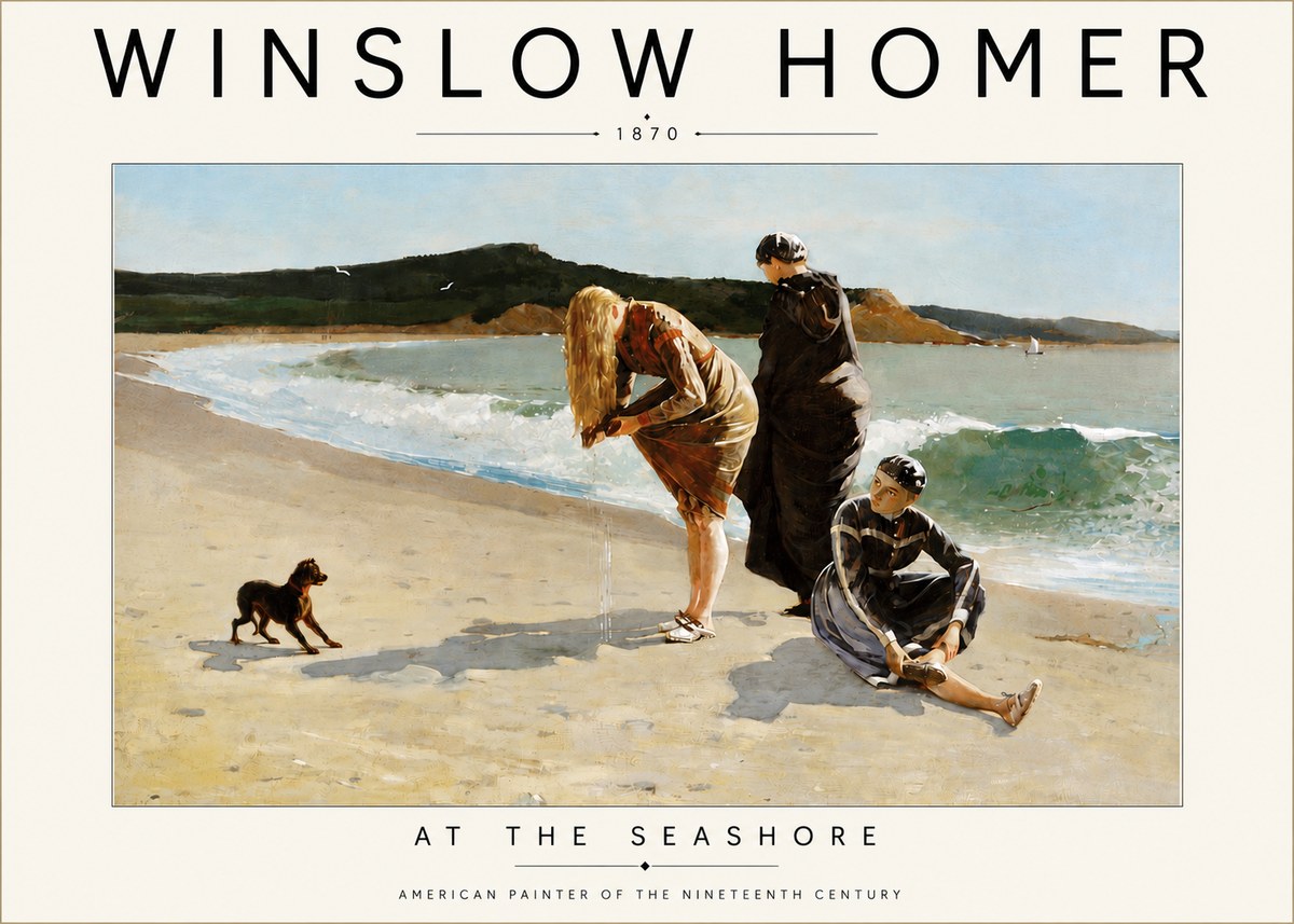 Winslow Homer At the Seashore No4 - Affiche