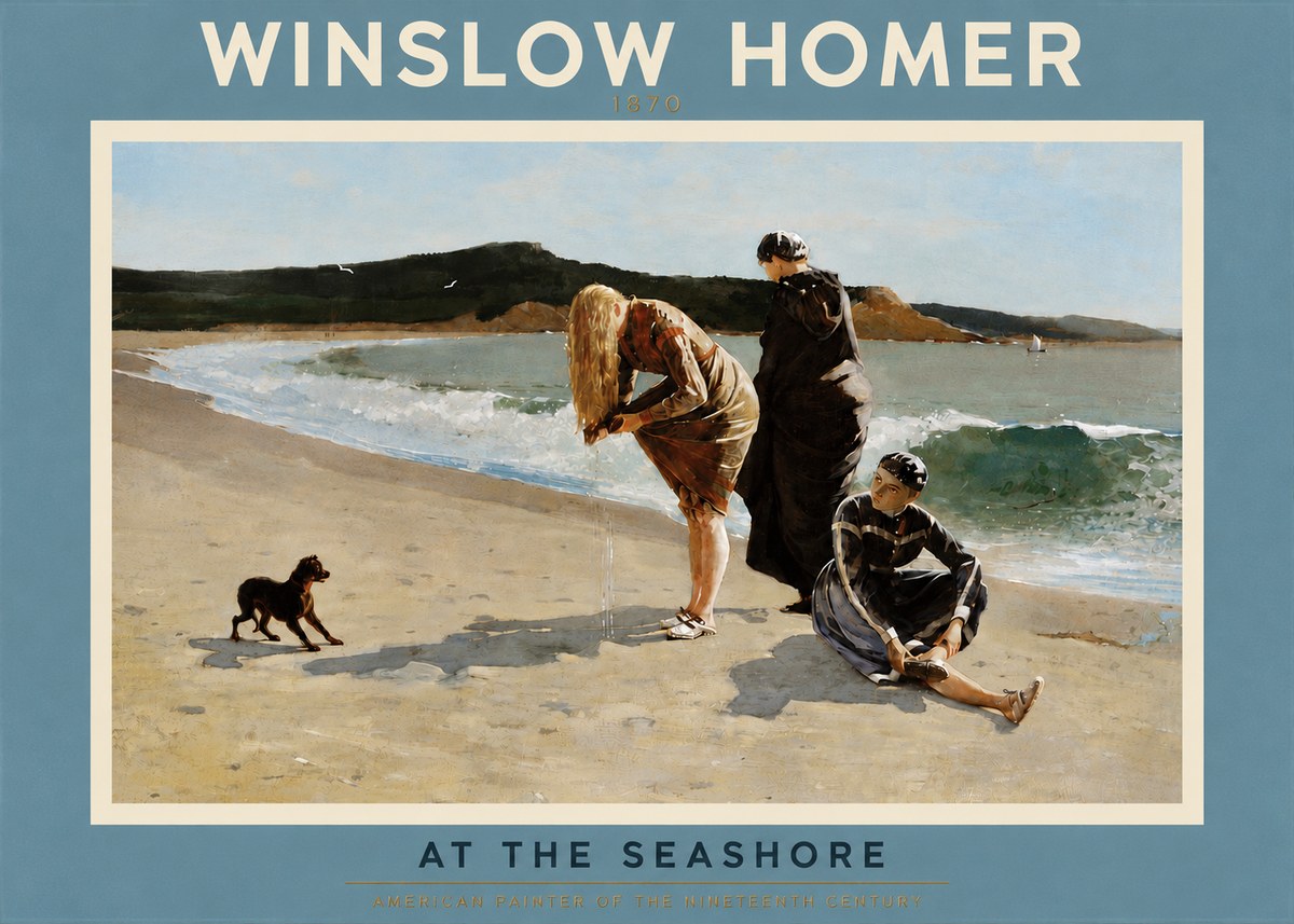 Winslow Homer At the Seashore No5 - Affiche