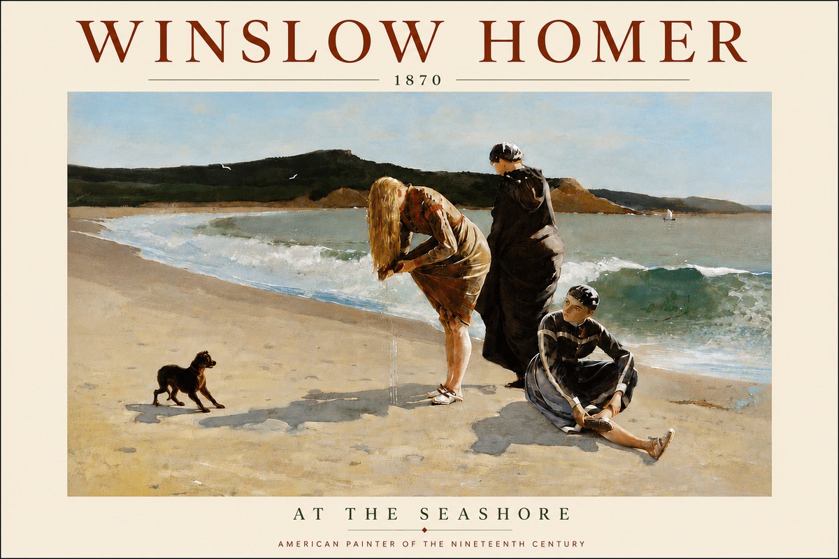 Winslow Homer At the Seashore No6 - Affiche