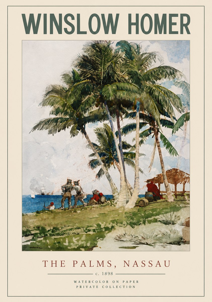 Winslow Homer The Palms, Nassau No2 - Affiche