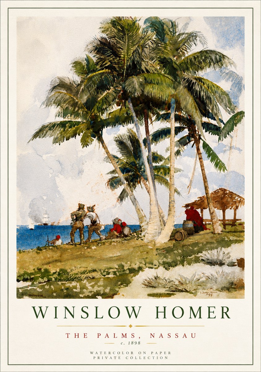 Winslow Homer The Palms, Nassau No5 - Affiche