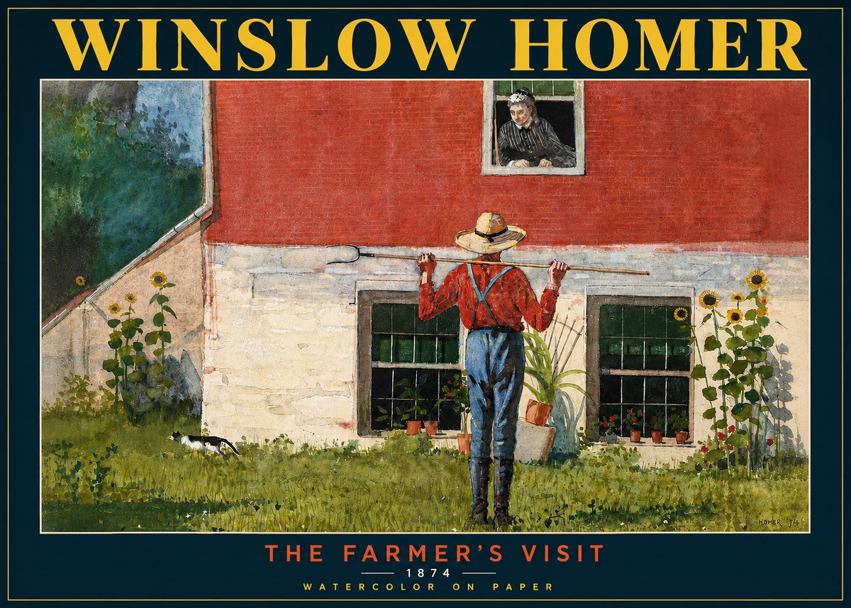 Winslow Homer Farmer with Hoe No5 - Affiche