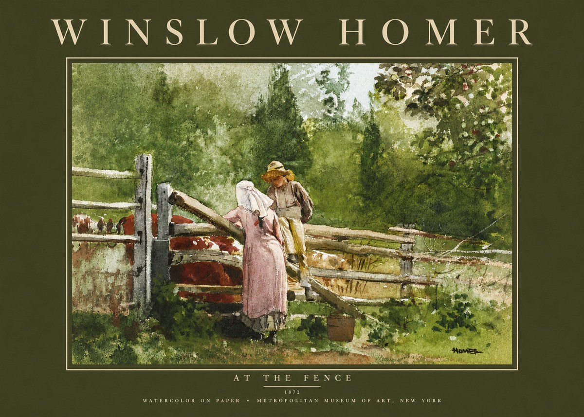 Winslow Homer At the Fence No4 - Affiche