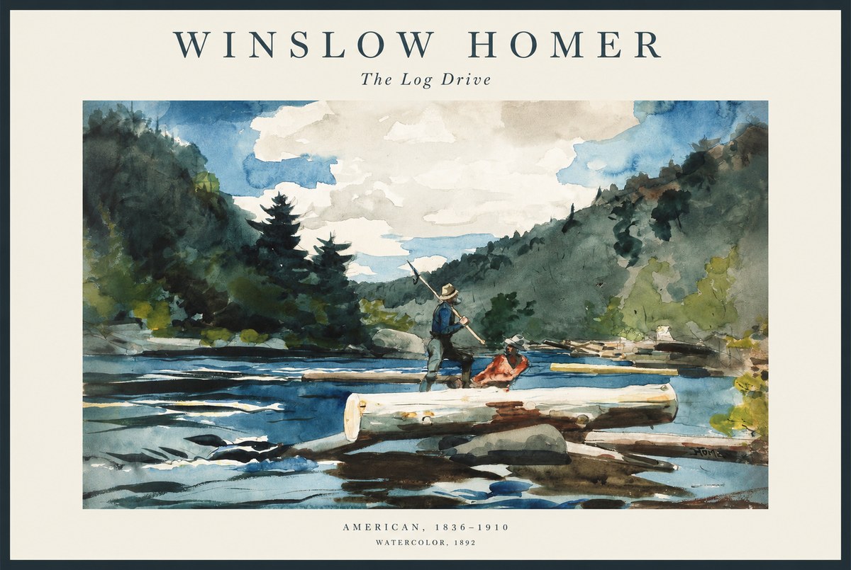 Winslow Homer The Log Drive No1 - Affiche