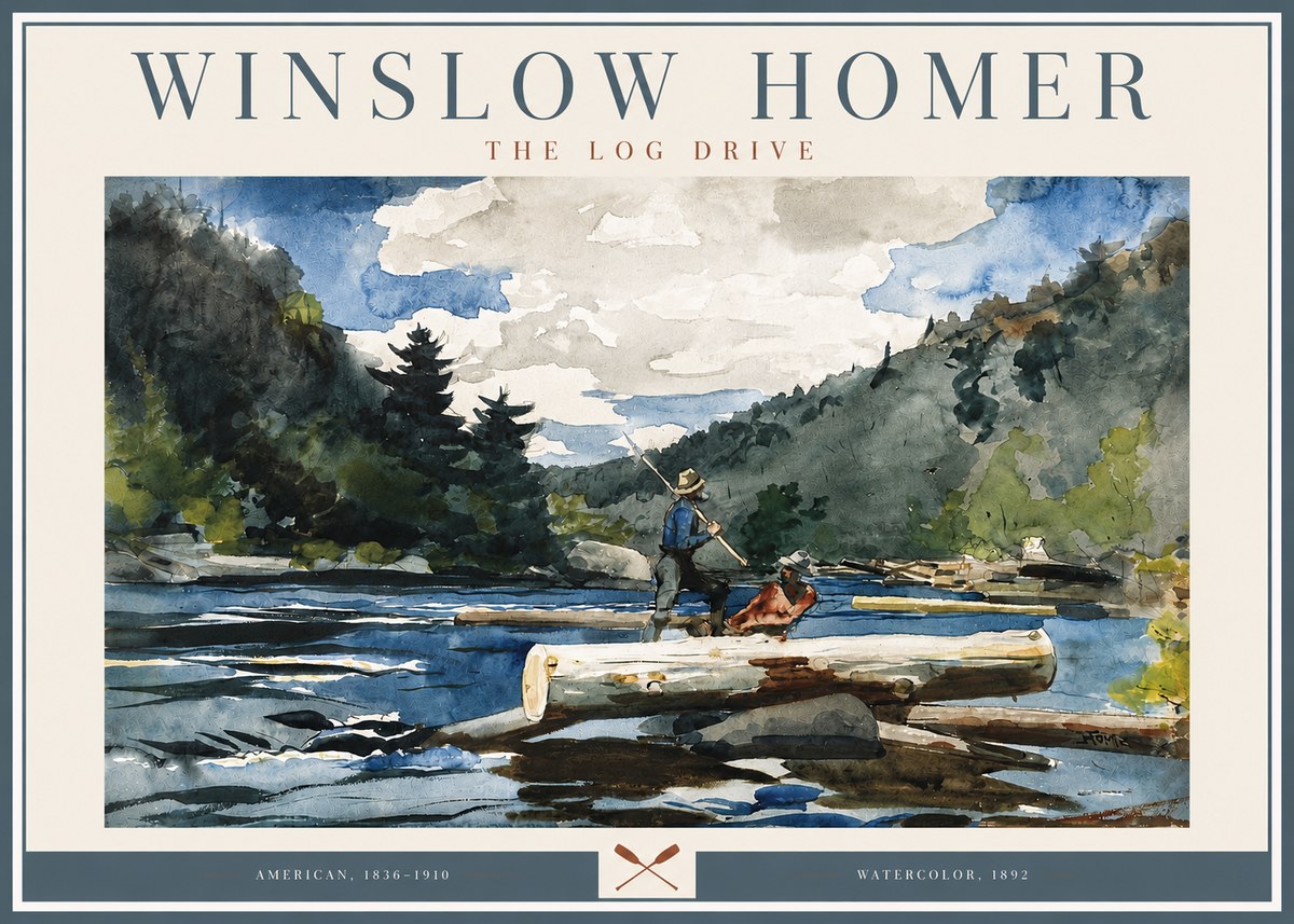 Winslow Homer The Log Drive No3 - Affiche