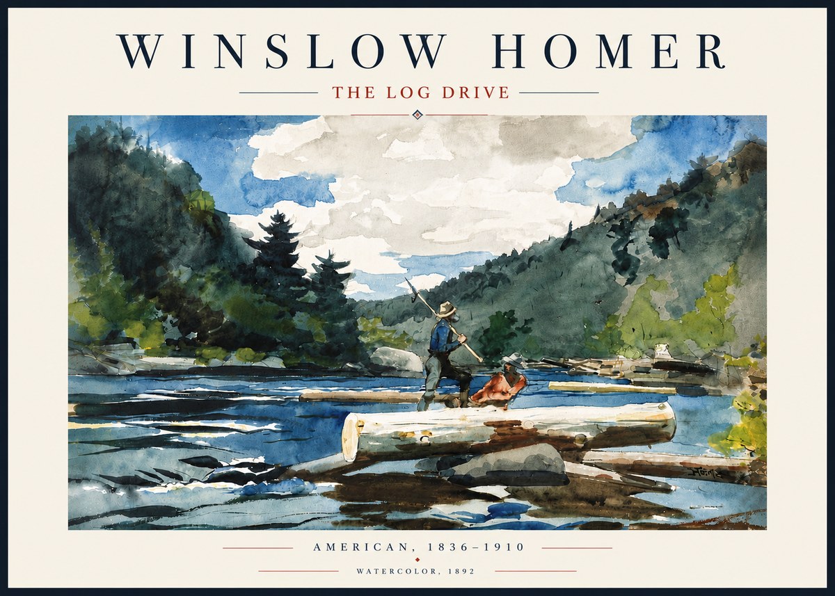 Winslow Homer The Log Drive No5 - Affiche