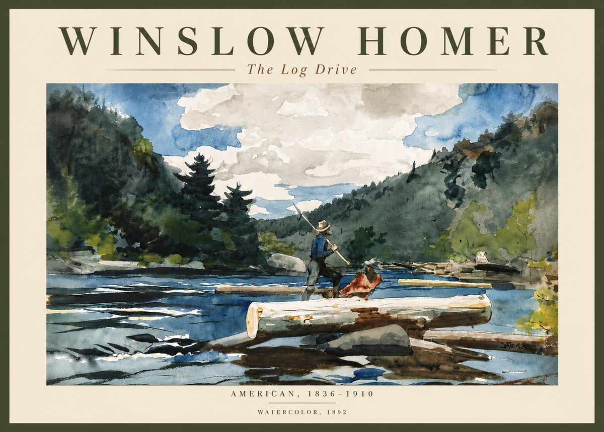 Winslow Homer The Log Drive No6 - Affiche
