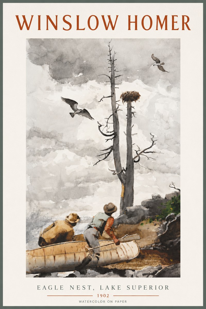 Winslow Homer Eagle Nest, Lake Superior No4 - Affiche