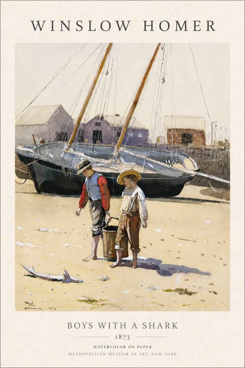 Winslow Homer Boys with a Shark No1 - Affiche