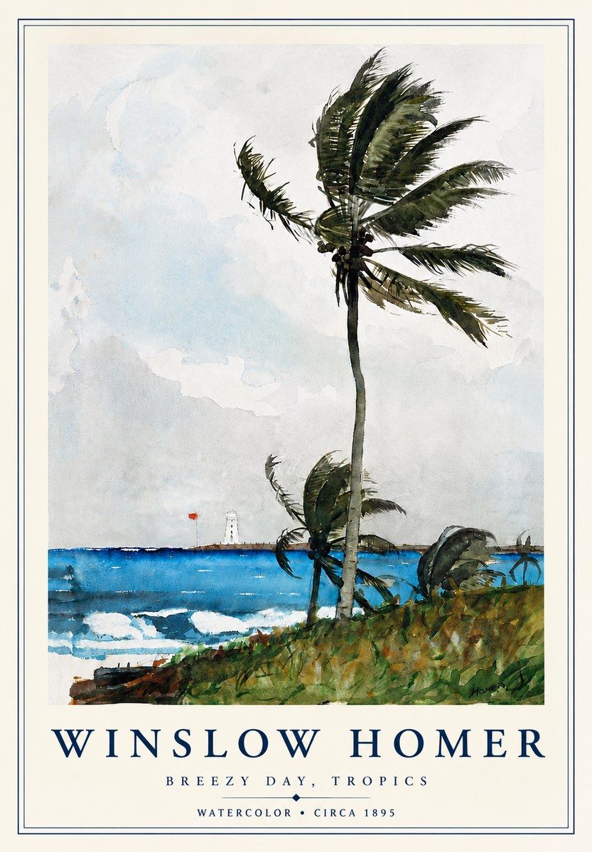 Winslow Homer Breezy Day, Tropics No4 - Affiche