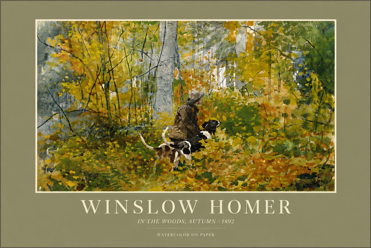 Winslow Homer In the Woods, Autumn No6 - Affiche