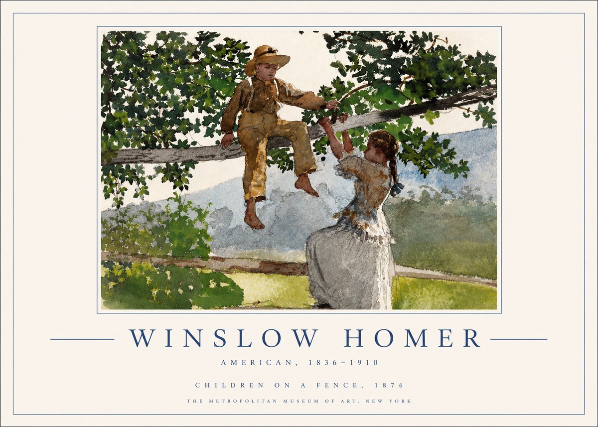 Winslow Homer Children on a Fence No3 - Affiche