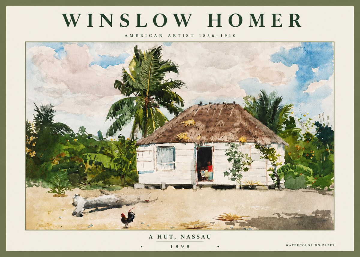 Winslow Homer A Hut, Nassau No4 - Affiche