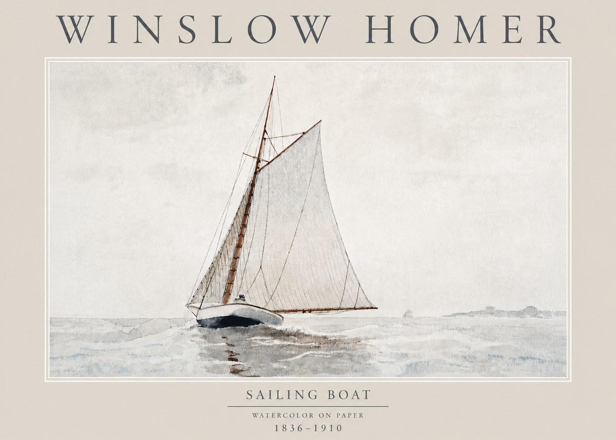 Winslow Homer Sailing Boat No4 - Affiche