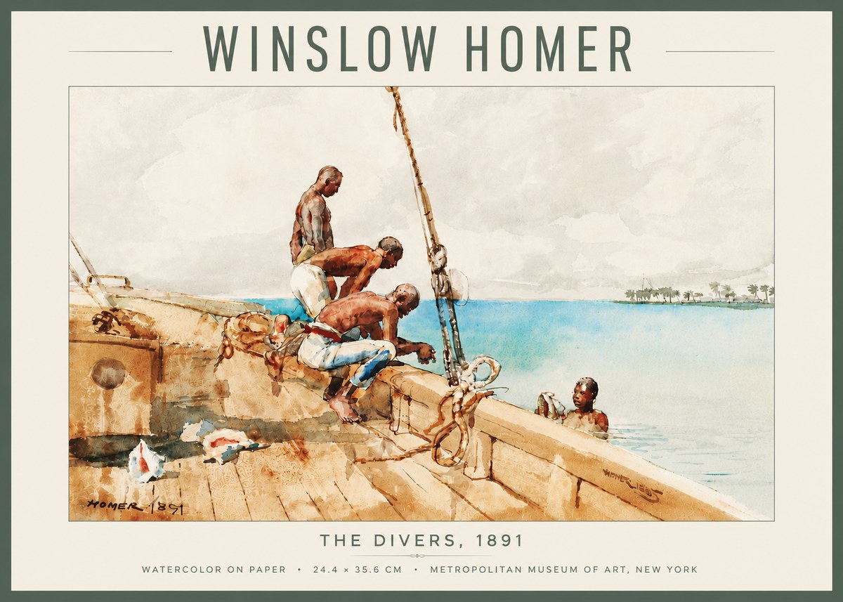 Winslow Homer The Divers (1891) No4 - Affiche