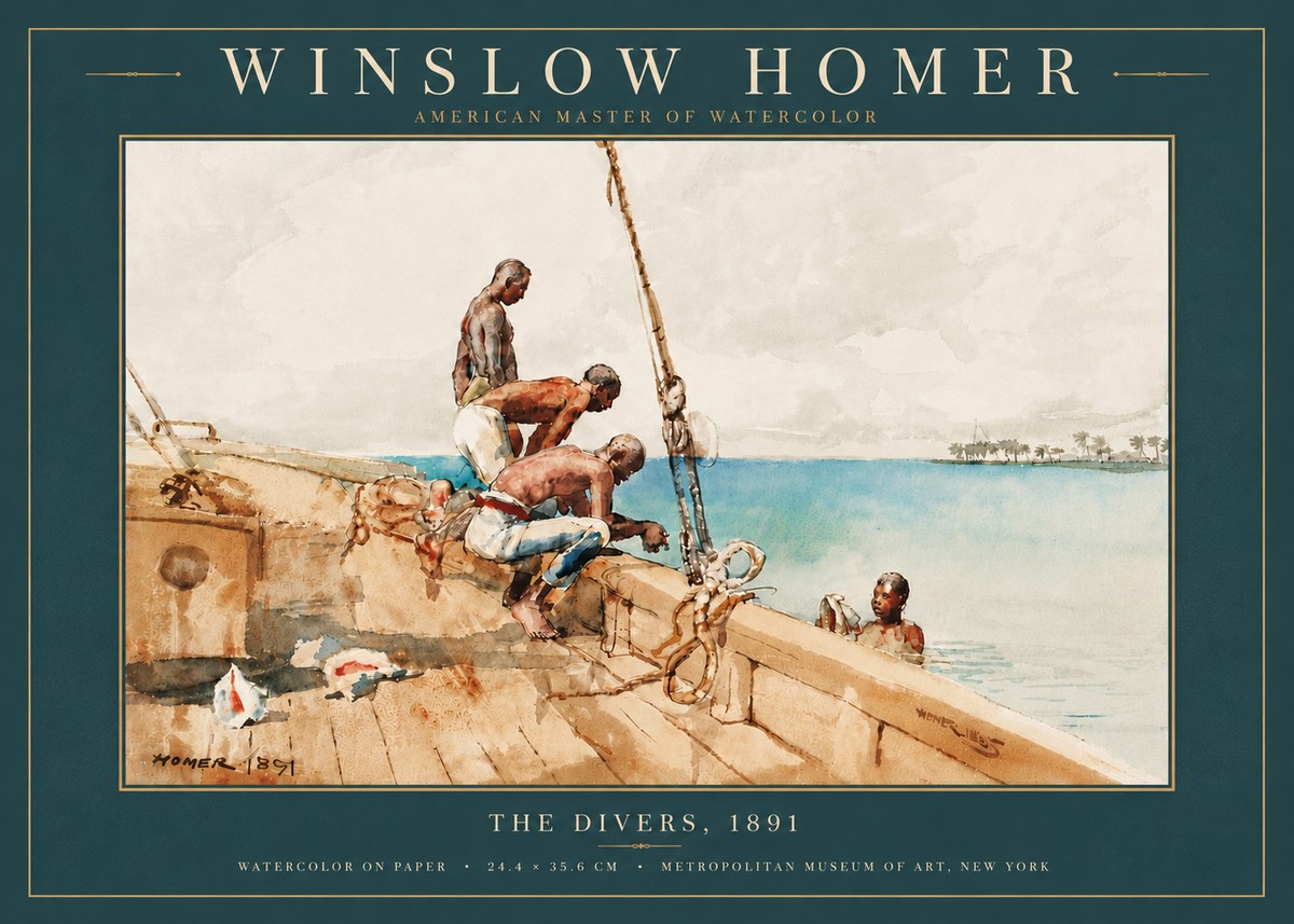 Winslow Homer The Divers (1891) No5 - Affiche