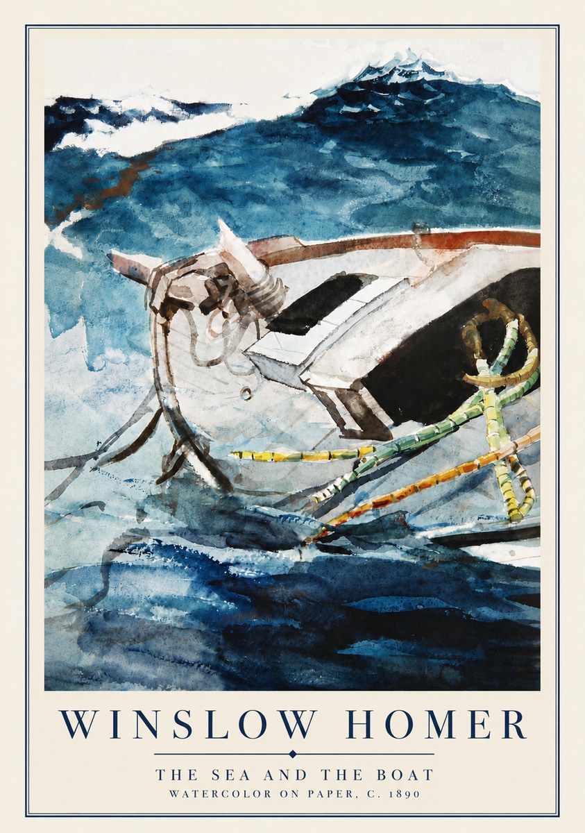 Winslow Homer The Sea and the Boat No5 - Affiche