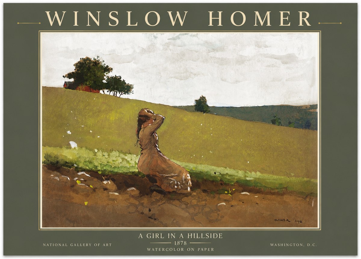 Winslow Homer A Girl in a Hillside No5 - Affiche