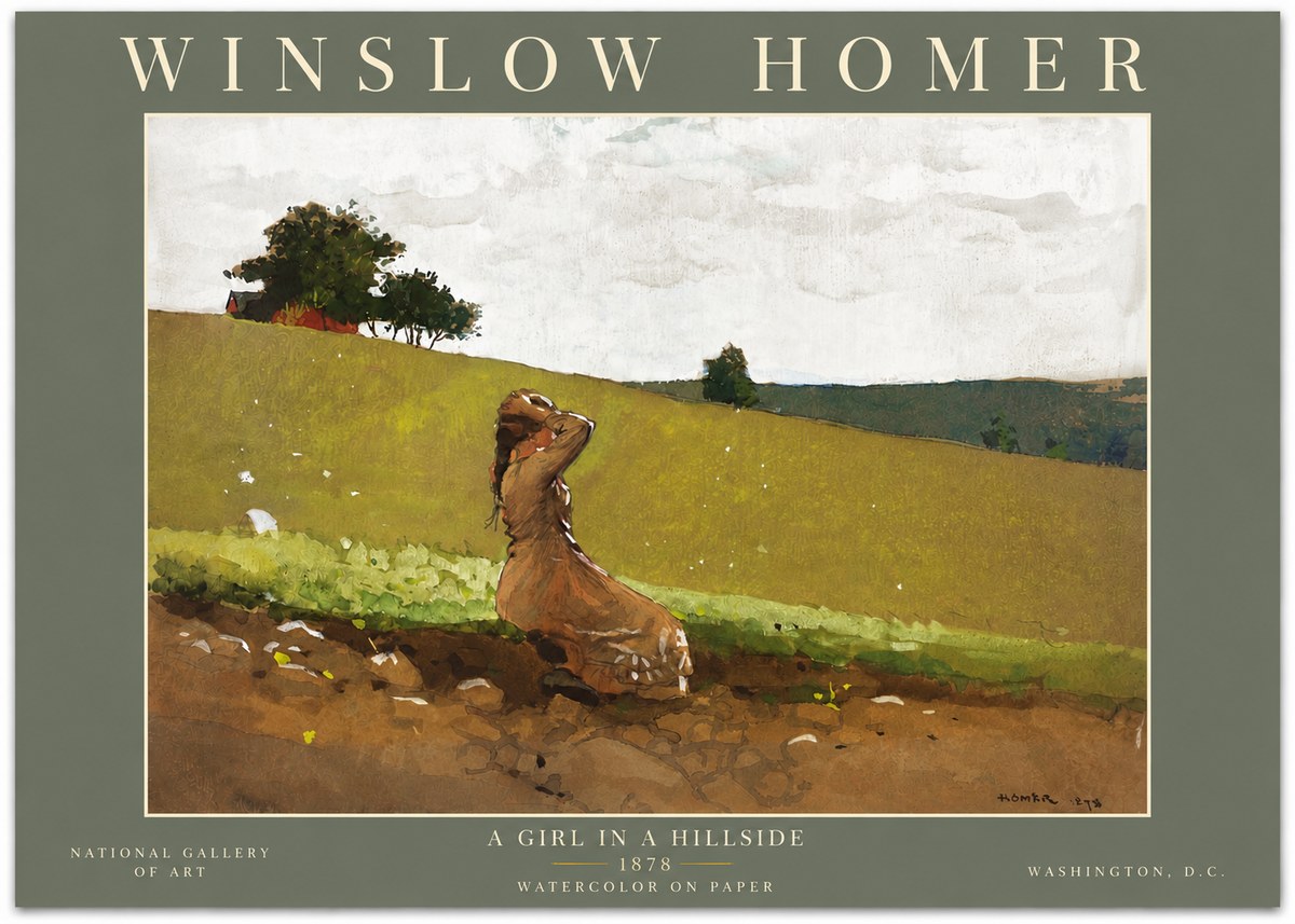 Winslow Homer A Girl in a Hillside No6 - Affiche