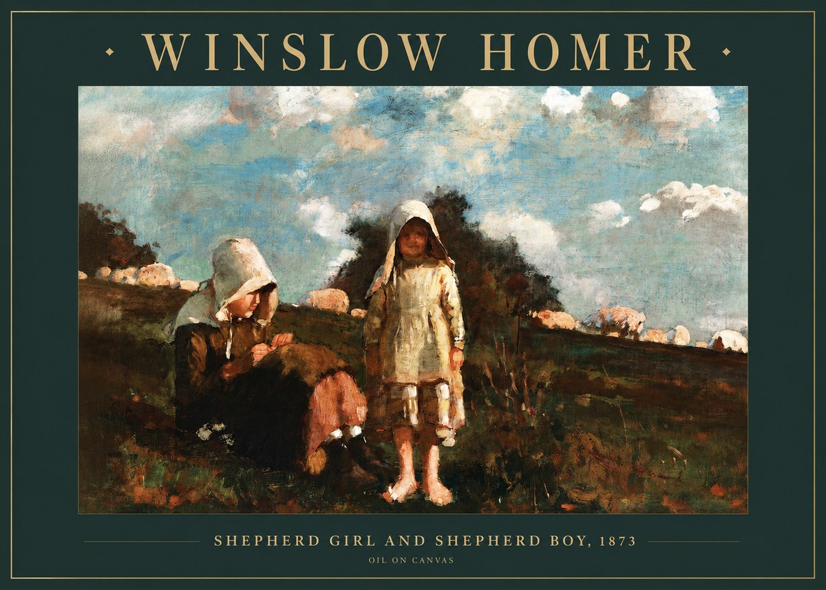 Winslow Homer Shepherd Girl and Shepherd Boy, 1873 No2 - Affiche