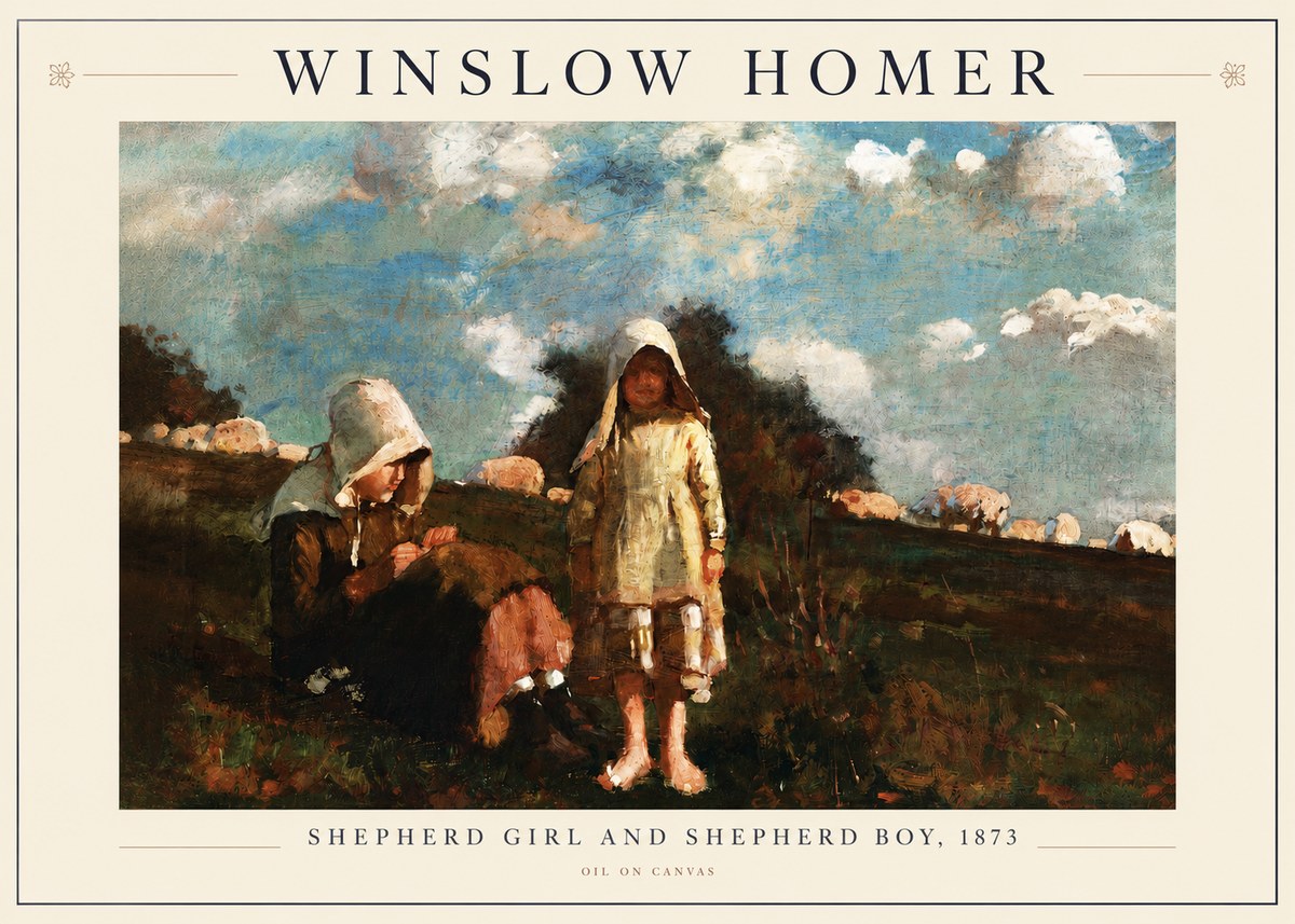 Winslow Homer Shepherd Girl and Shepherd Boy, 1873 No3 - Affiche